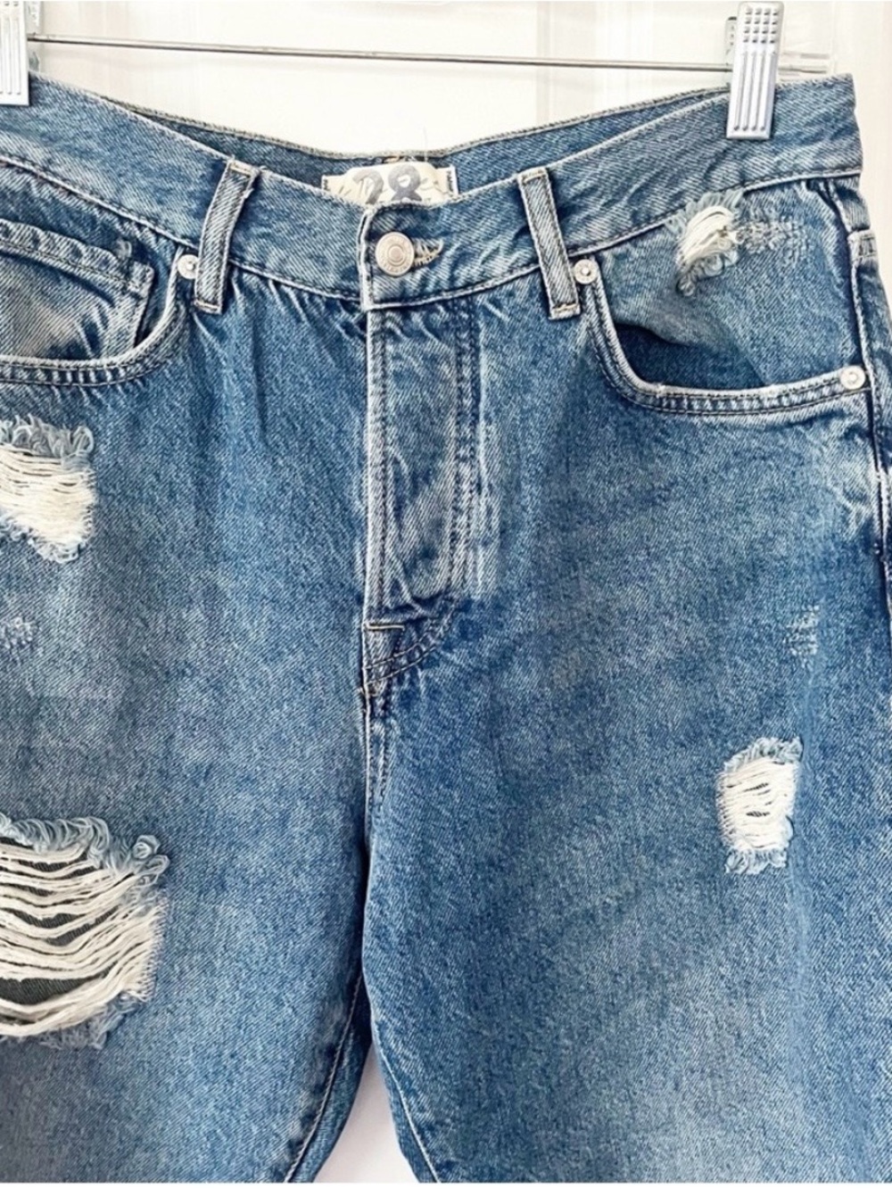 We The Free Distressed Boyfriend Jeans - Blue - Picture 6 of 8